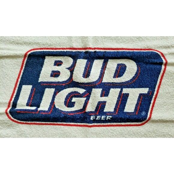 Vintage Bud Light logo Terry Cloth Golf / Bar Towel 19 x 11.5 Budweiser NIP U139 - Picture 2 of 4